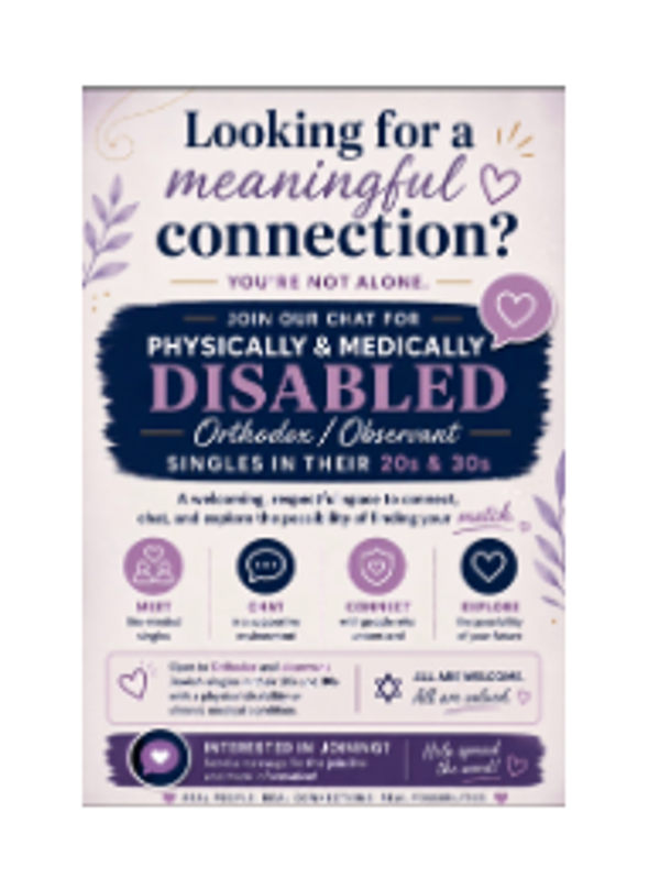 Disabled Singles Chat Orthodox Observant Ages 20's & 30's