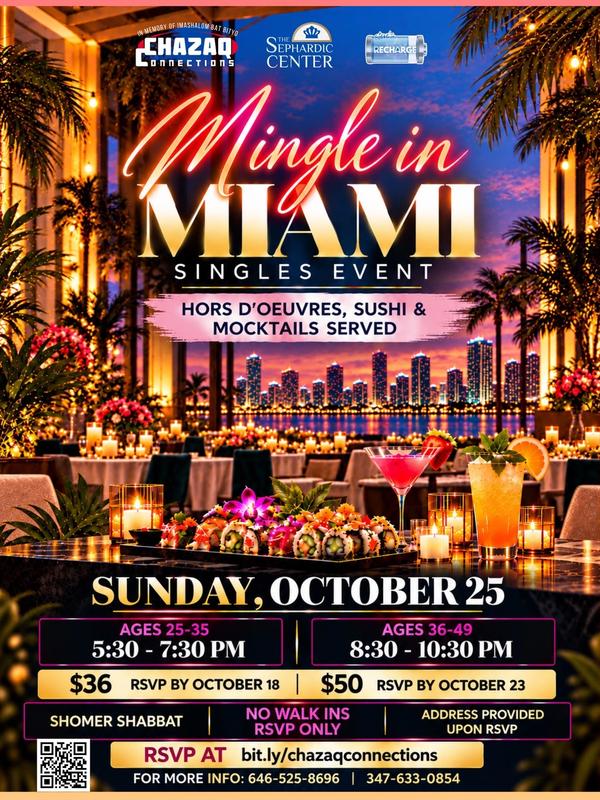 Miami Singles Event Ages 25-35 & 36-49