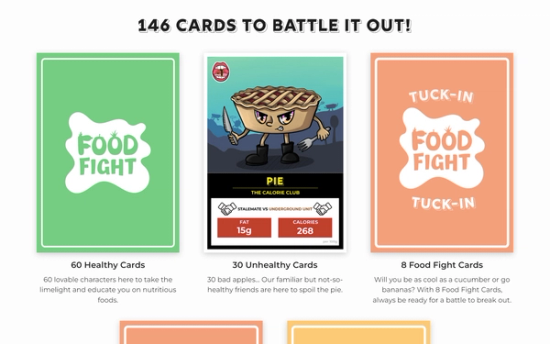 Secondary website screenshot for Food Fight the Card Game