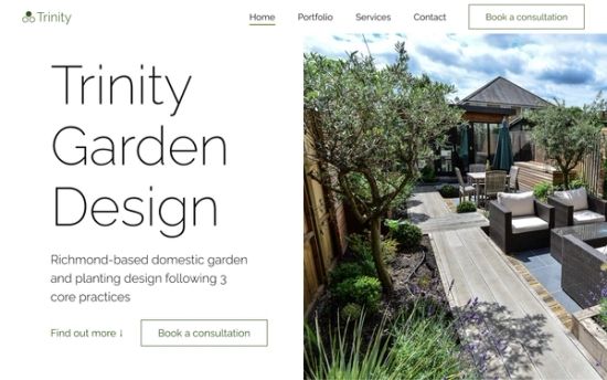 Main website screenshot for Trinity Garden Design