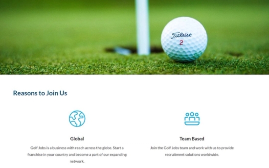 Secondary website screenshot for Golf Jobs