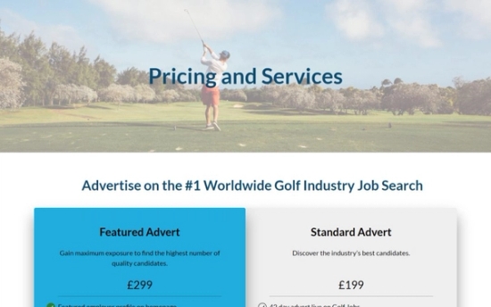 Main website screenshot for Golf Jobs