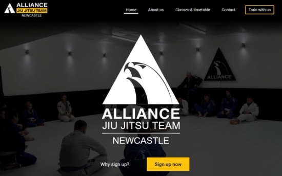 Main website screenshot for Alliance Jiu Jitsu
