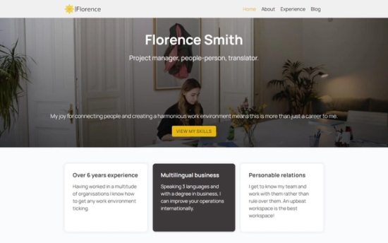 Main website screenshot for Florence Smith