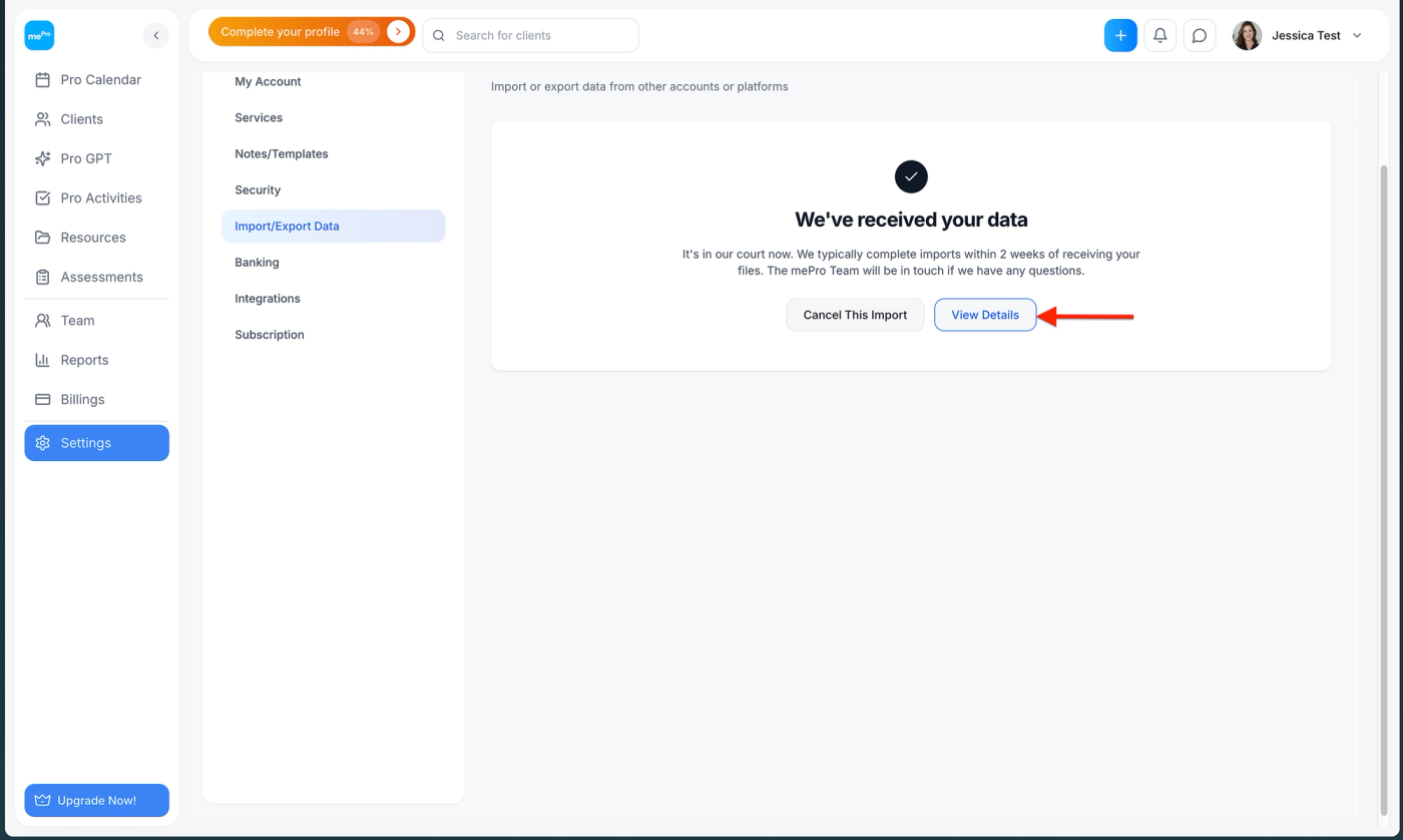 Screenshot: We’ve received your data.