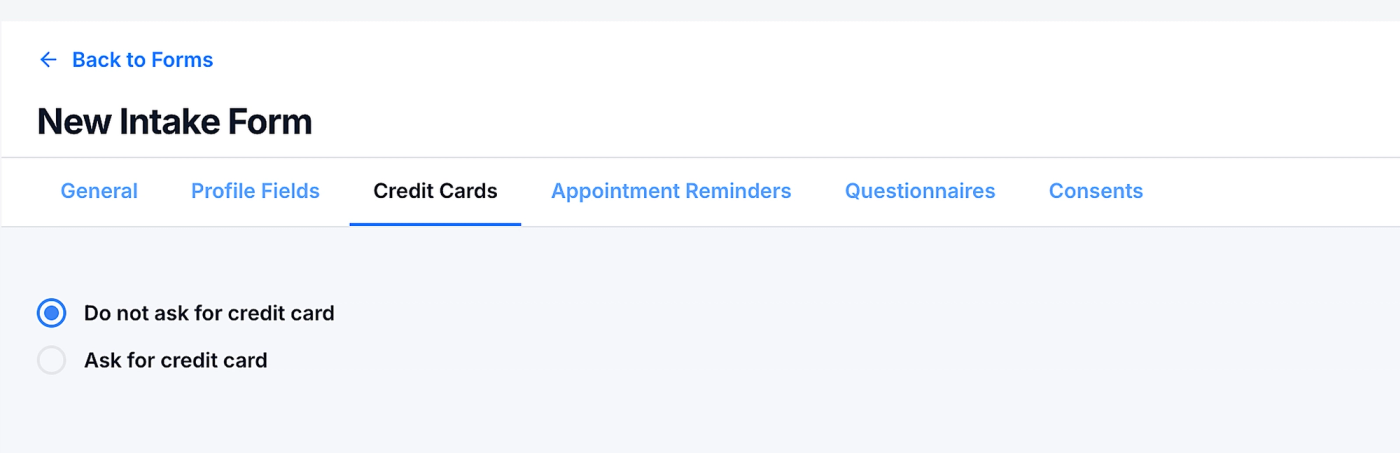 Screenshot: Credit Cards