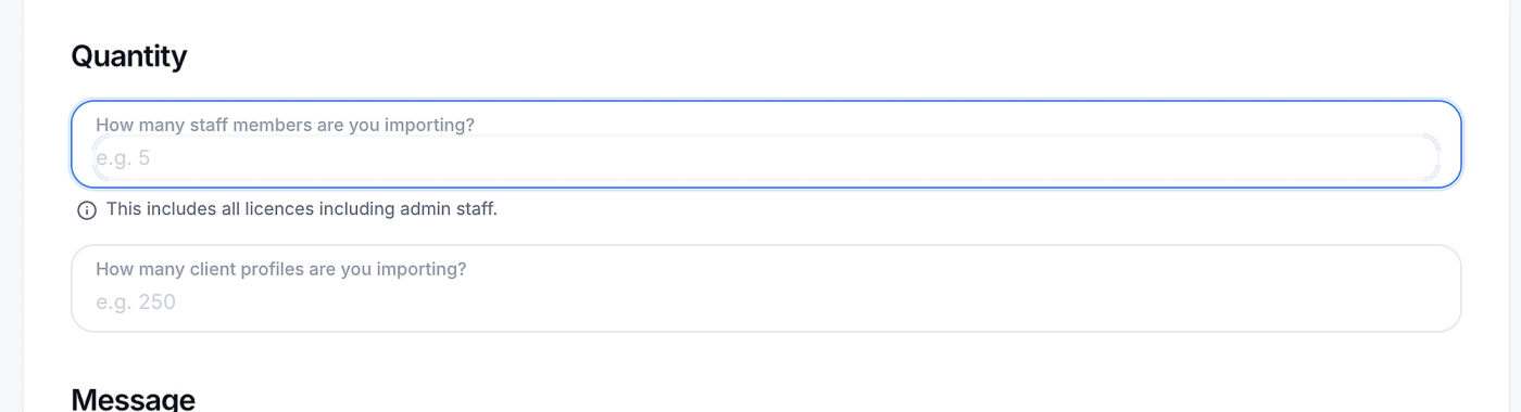 Screenshot: How many staff members and client profiles.