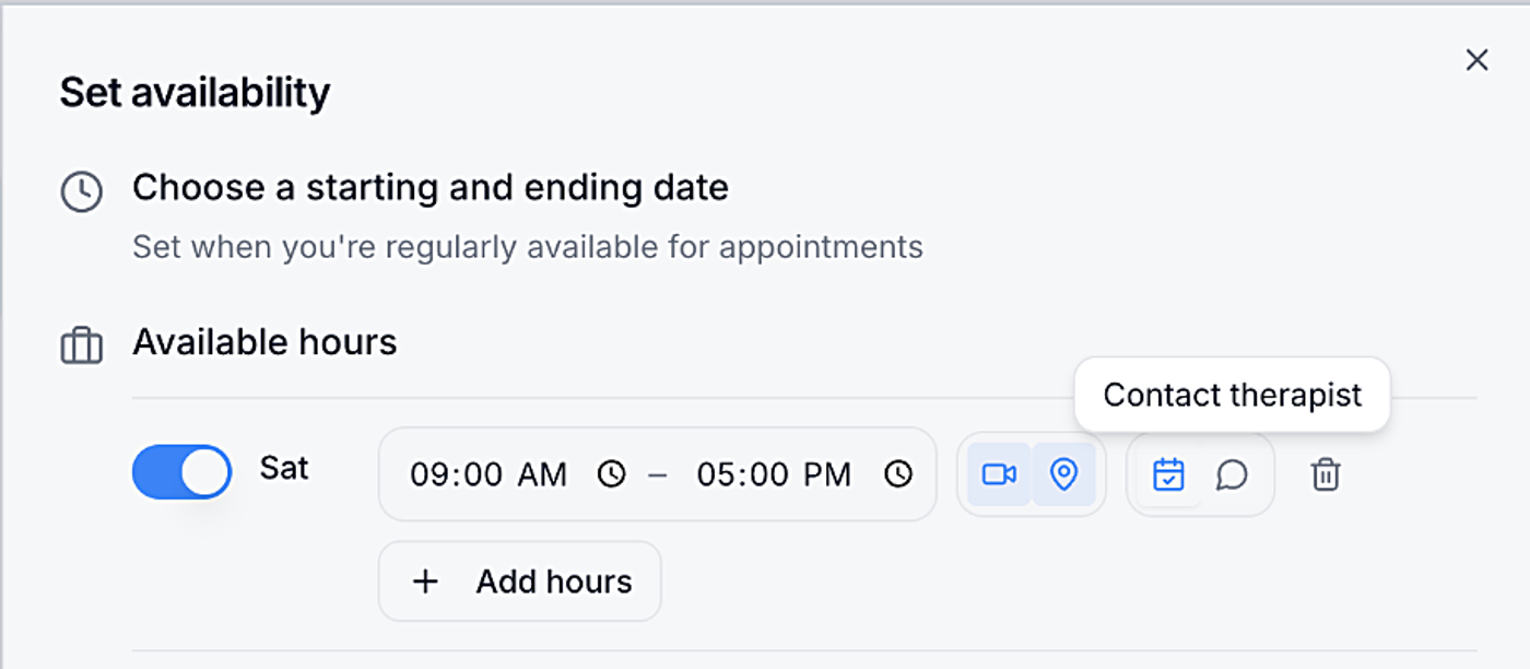 Screenshot: Contact therapist
