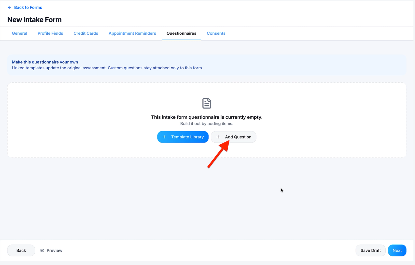 Screenshot: Add your own question