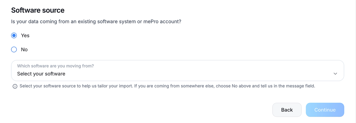Screenshot: With Yes selected, choose your software.