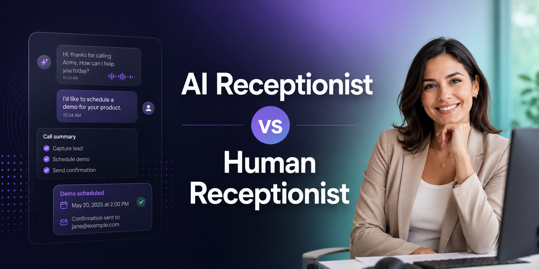 AI Receptionist vs Human Receptionist: Cost, Coverage & Key Differences