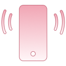 Telephone handset with exclamation mark icon indicating an urgent emergency call