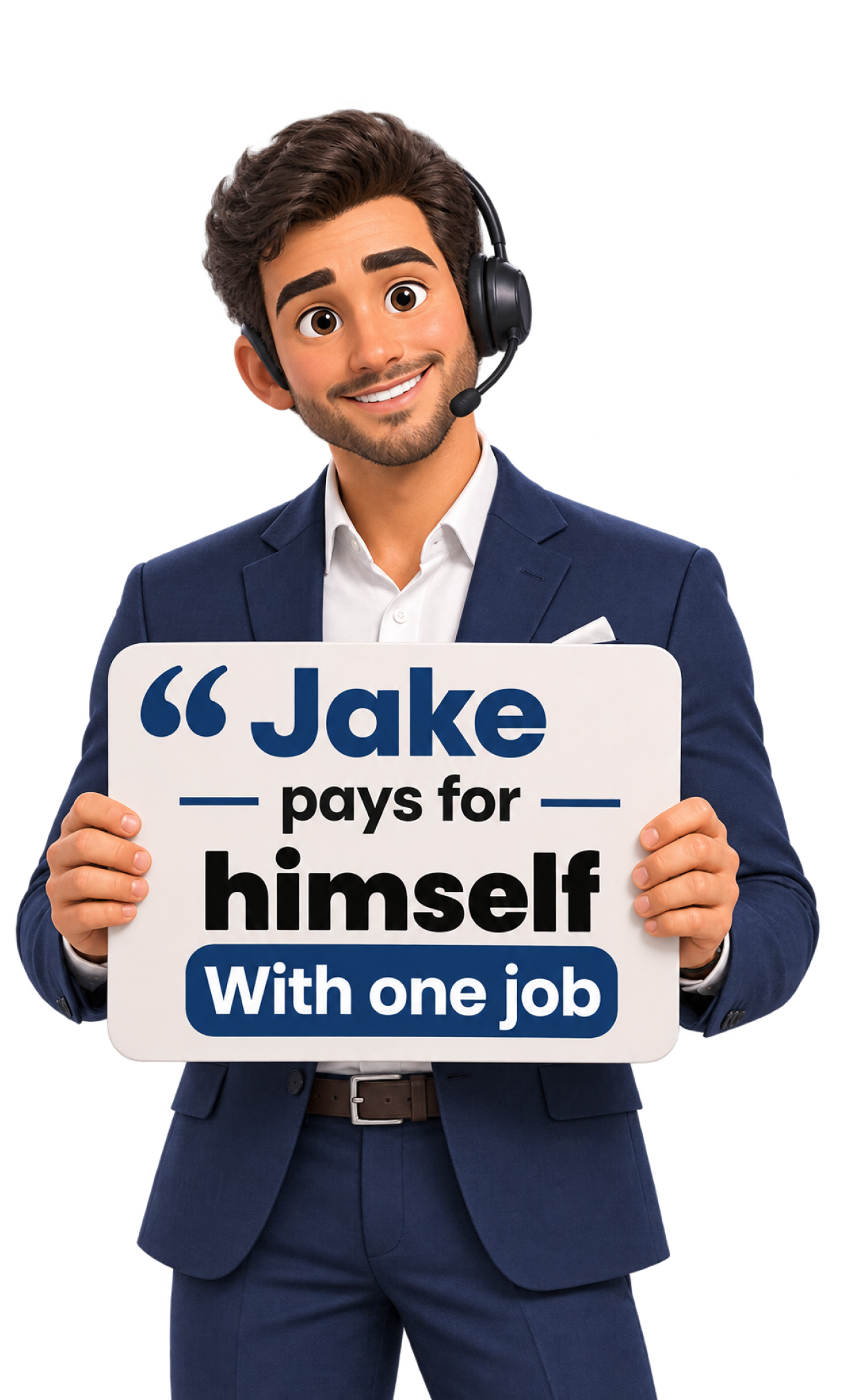 Mike AI Receptionist holding human receptionist vs AI comparison chart