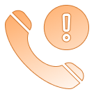Telephone handset with exclamation mark icon indicating an urgent emergency call