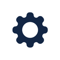 A blue cog icon