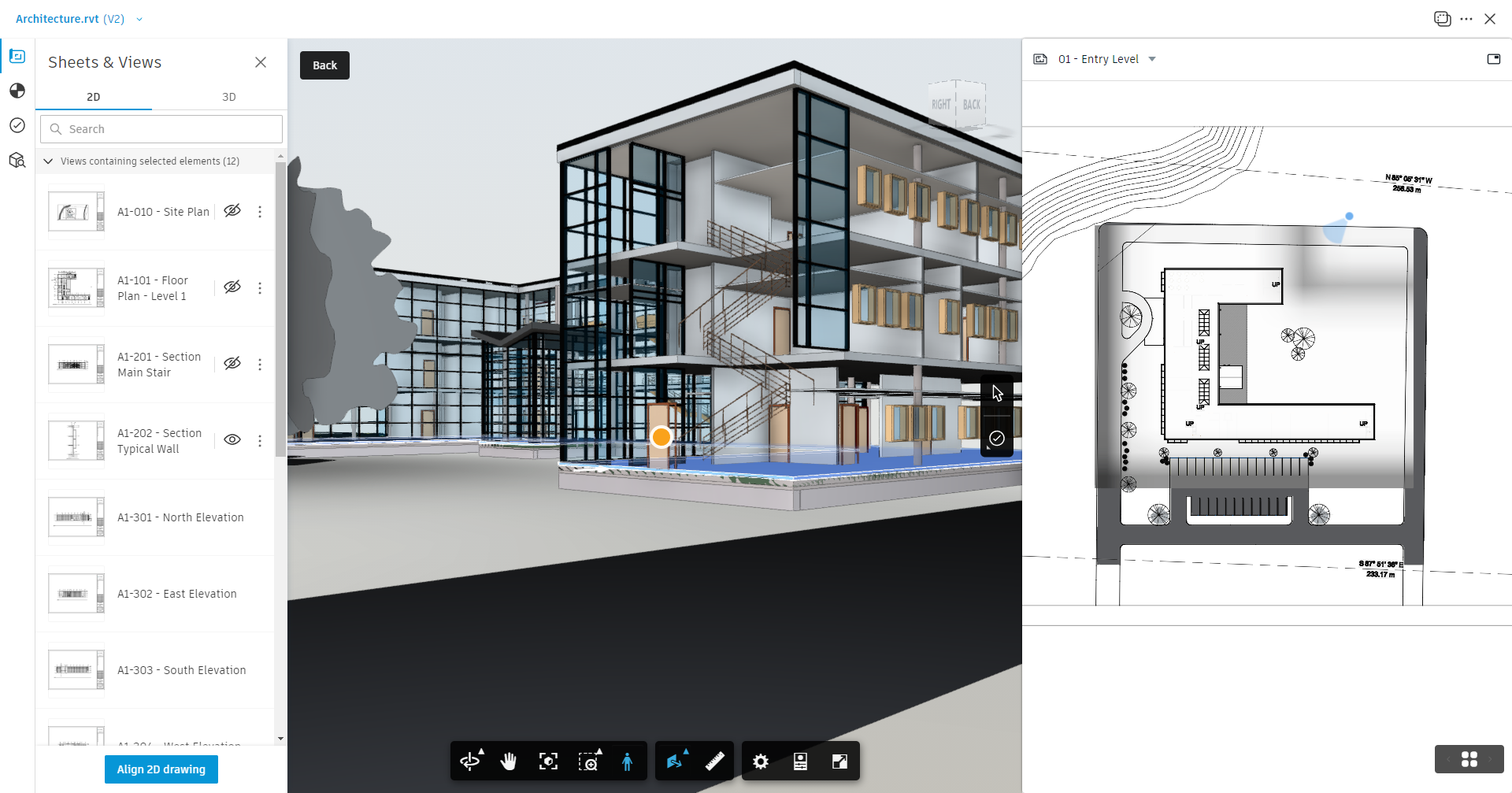 3d drawing of building in autodesk docs