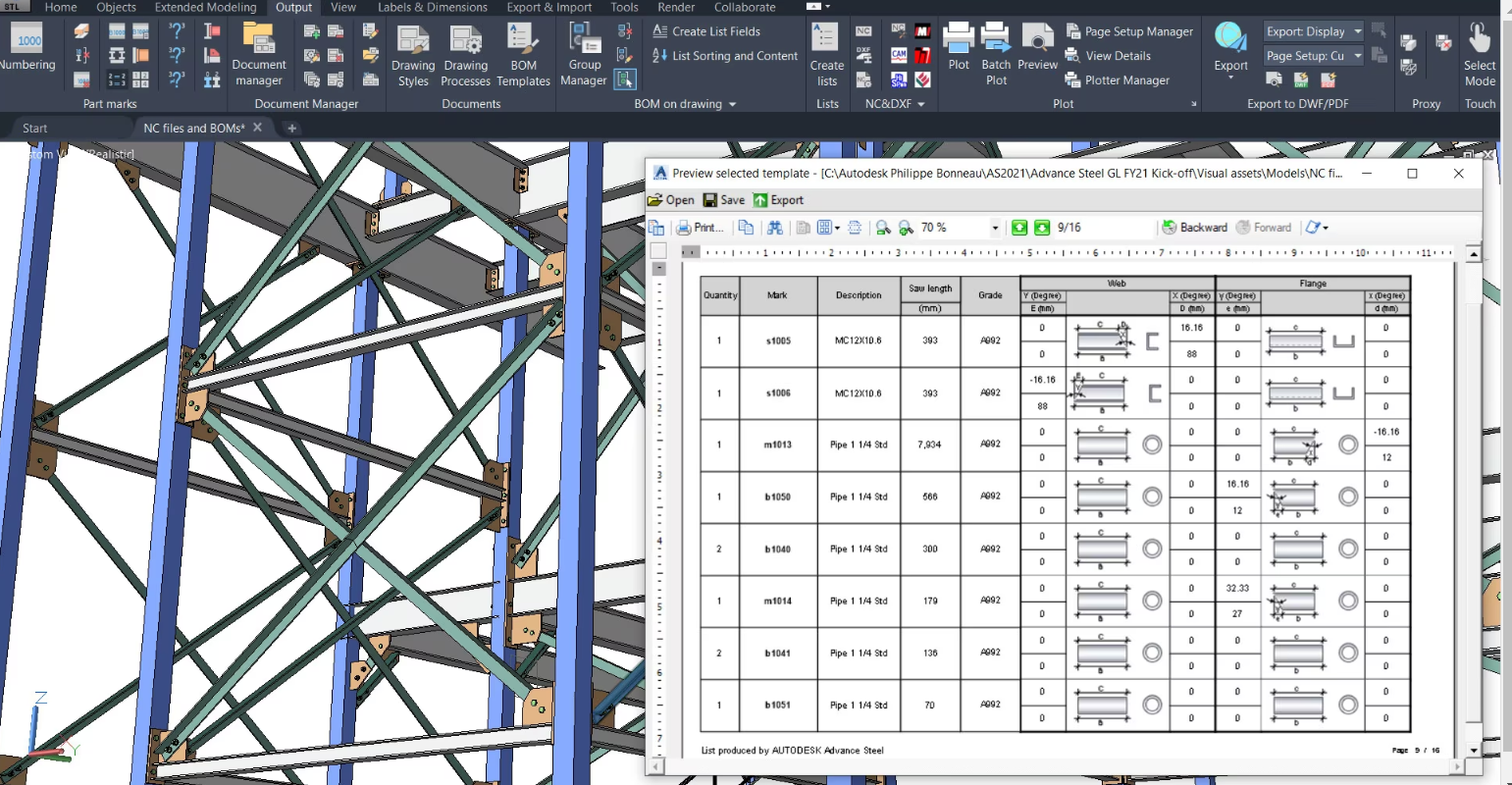 Screenshot of Autodesk Advance Steel software