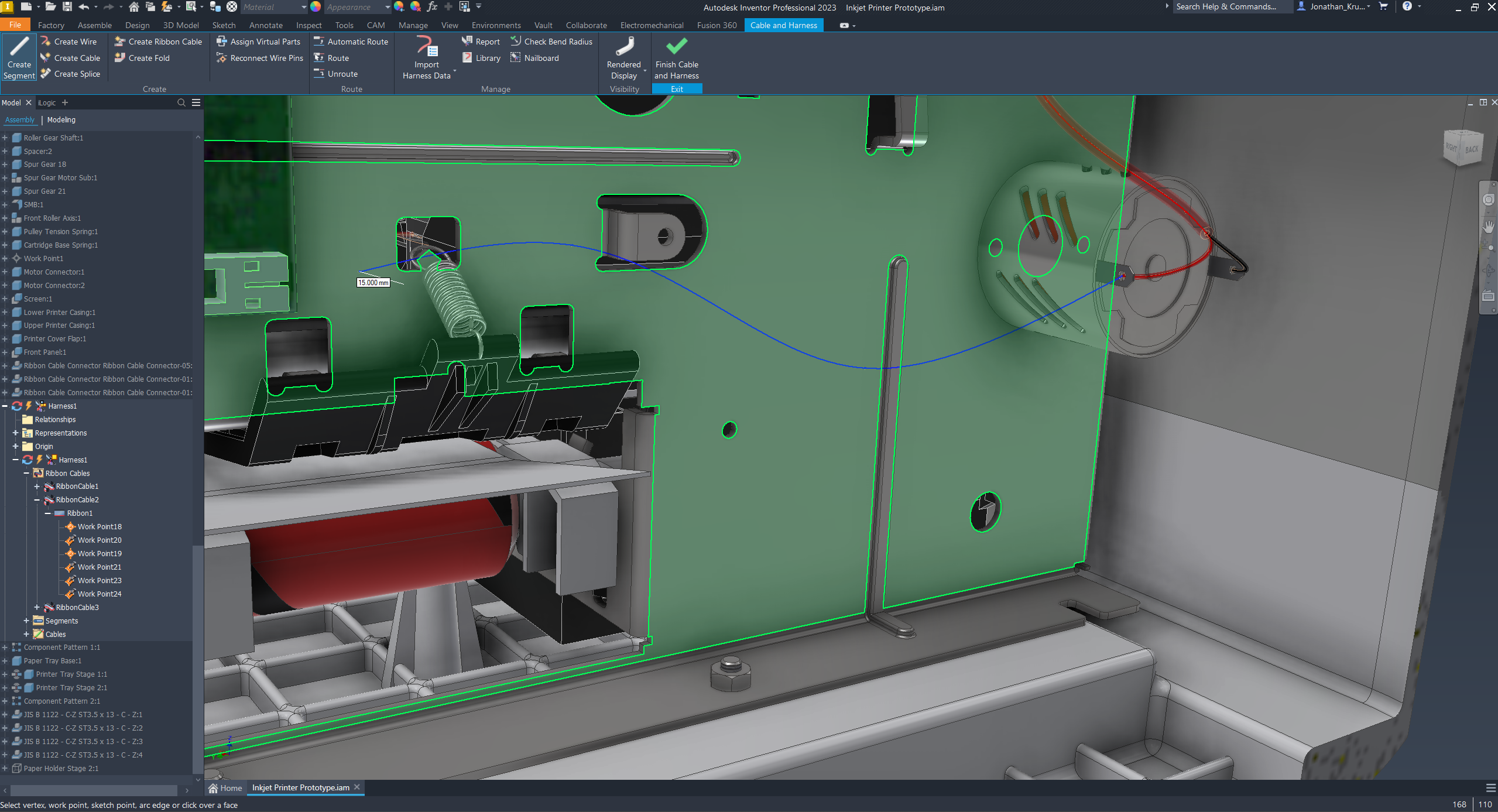 Screenshot of a model in Autodesk Inventor software 