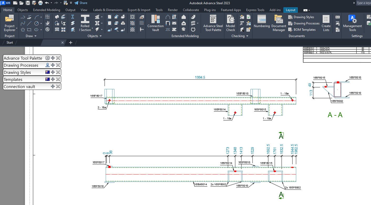 An Advance Steel model screenshot 