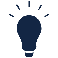 A blue icon of a lightbulb 