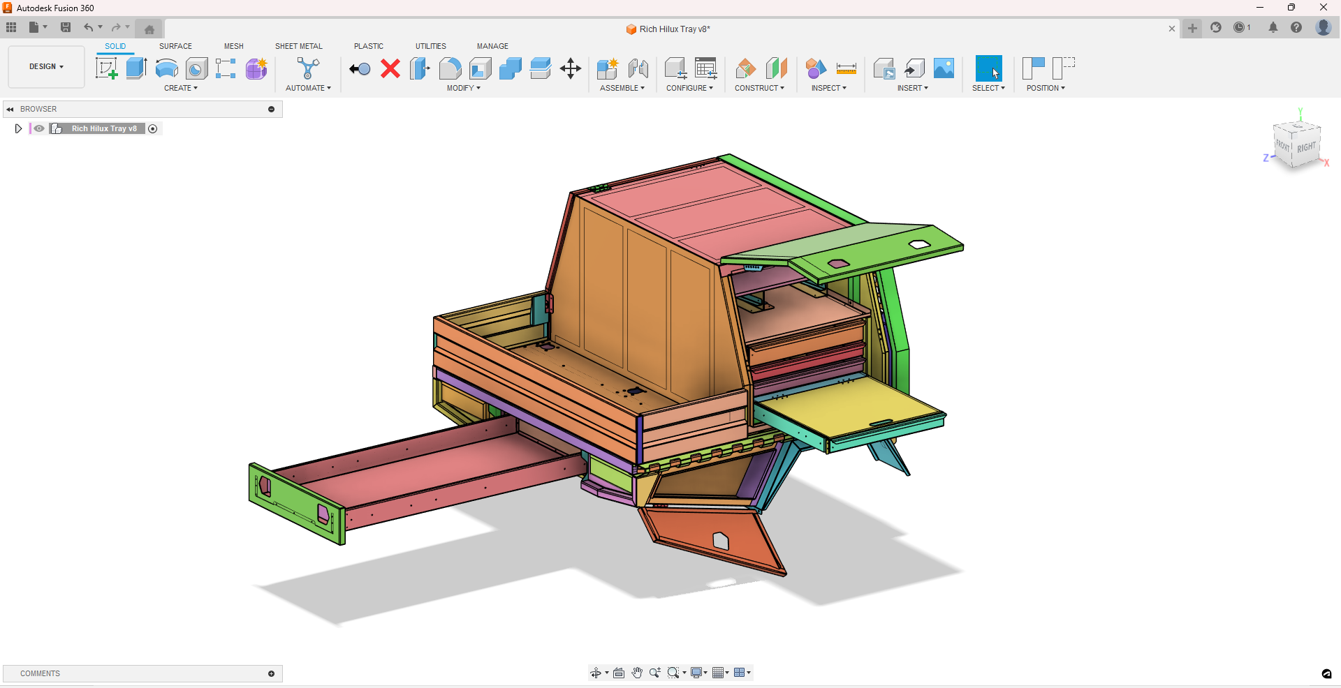 CAD model of a ute tray and canopy using Fusion