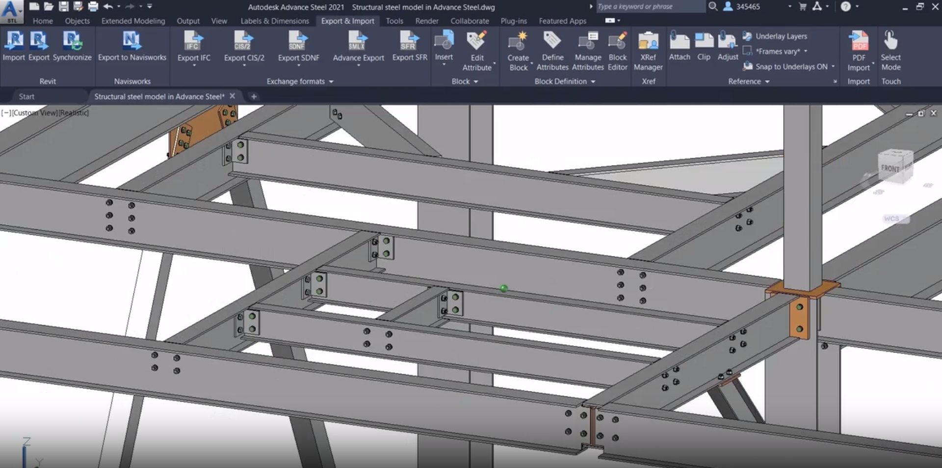 Screenshot of Autodesk Advance Steel software