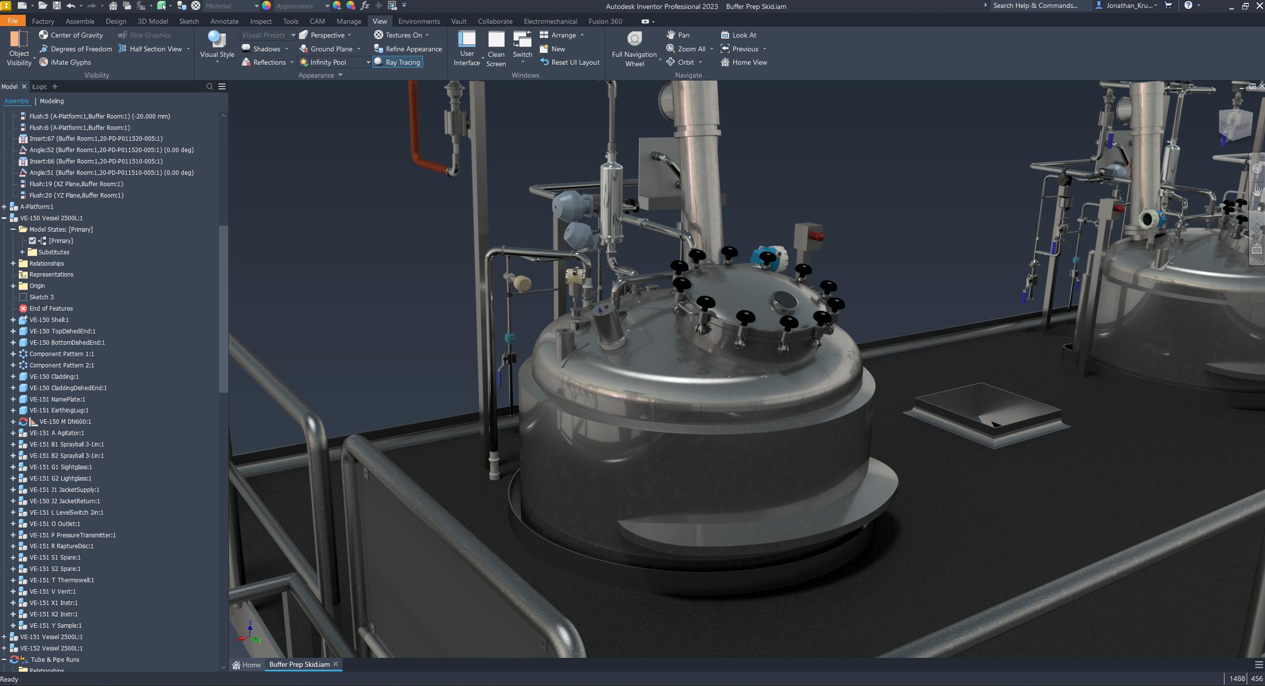Screenshot of model in Autodesk Inventor software 