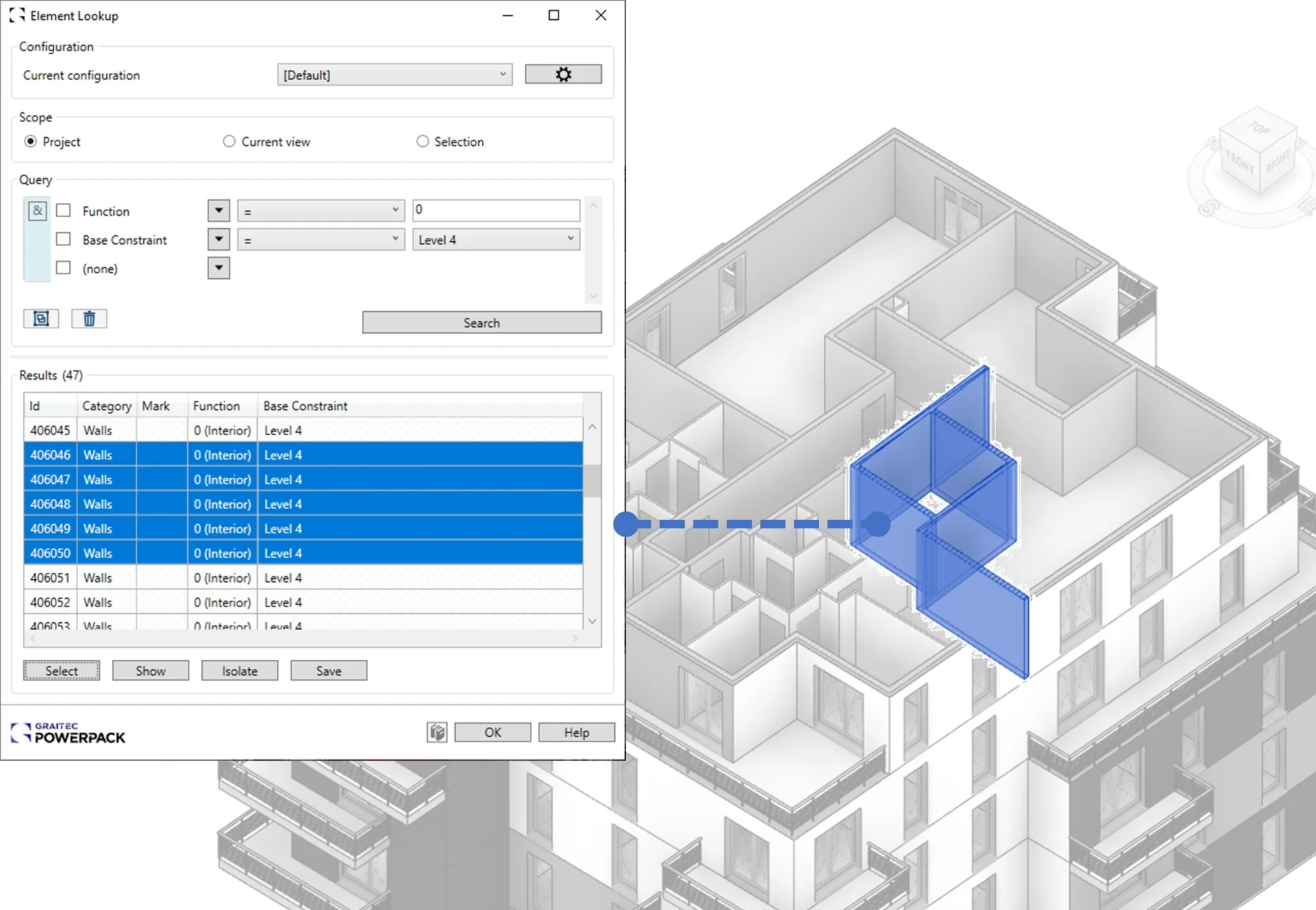 Powerpack for Revit - Element lookup