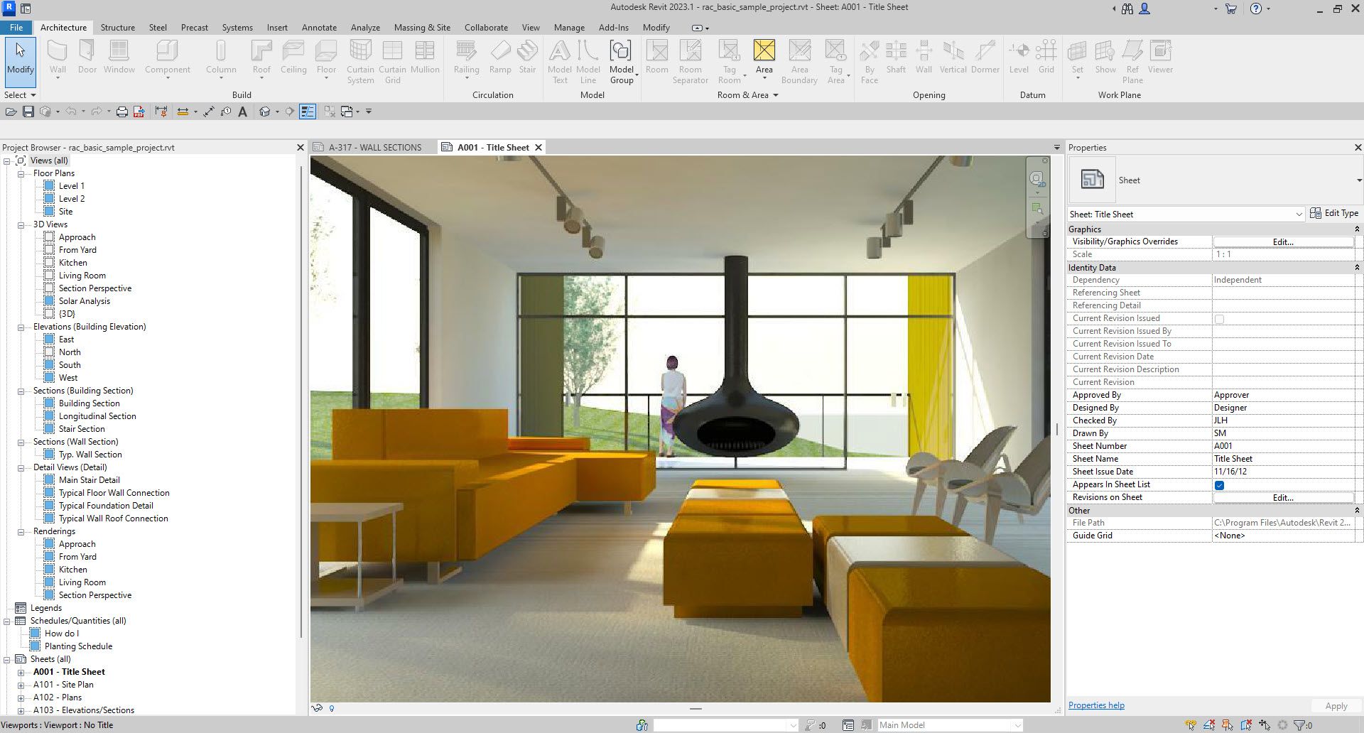 screenshot of architectural render in autodesk revit software