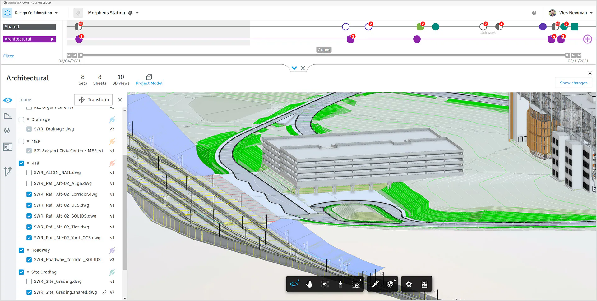 switching views of a 3D model in BIM collaborate software
