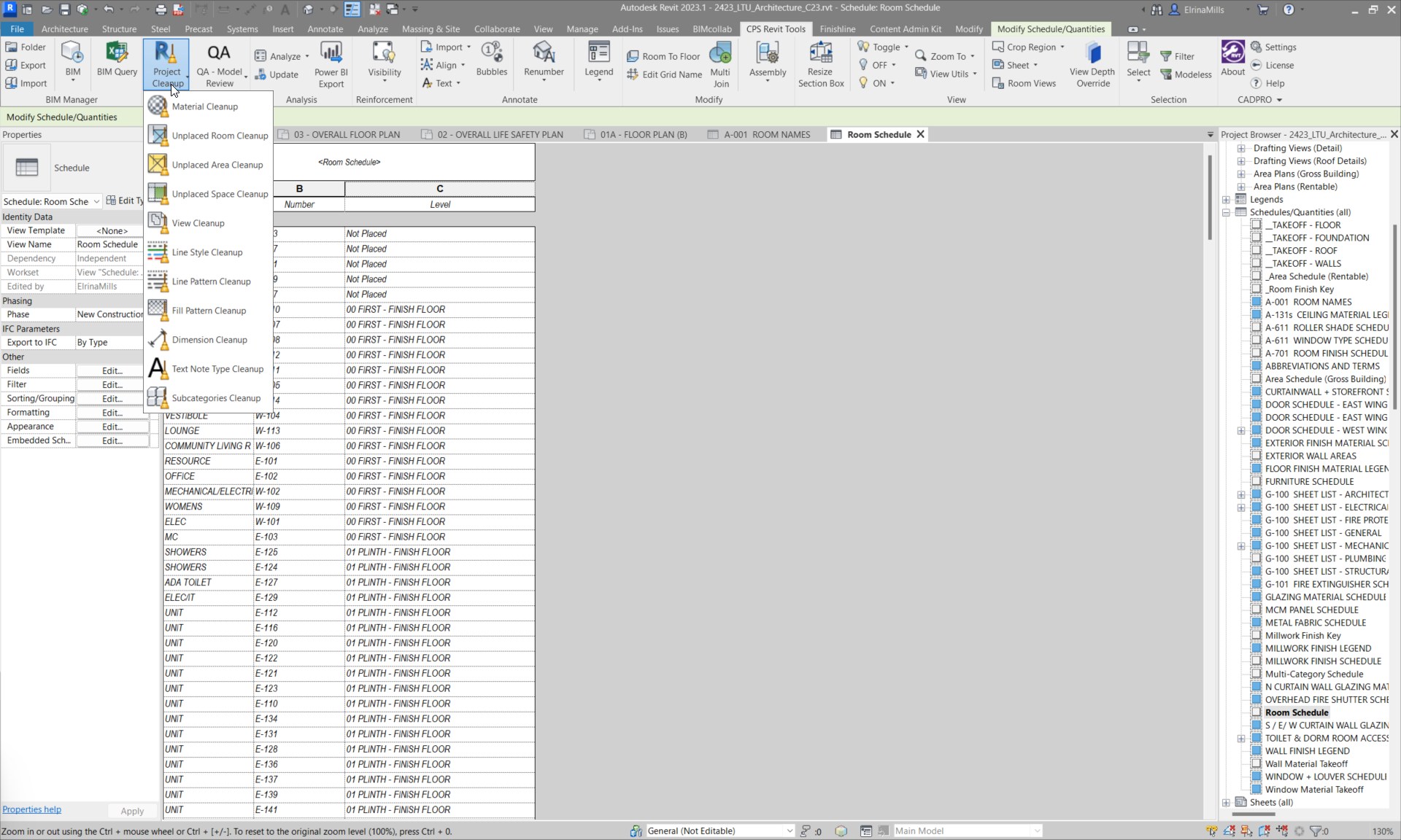 Screenshot of Cadpro tools for Revit