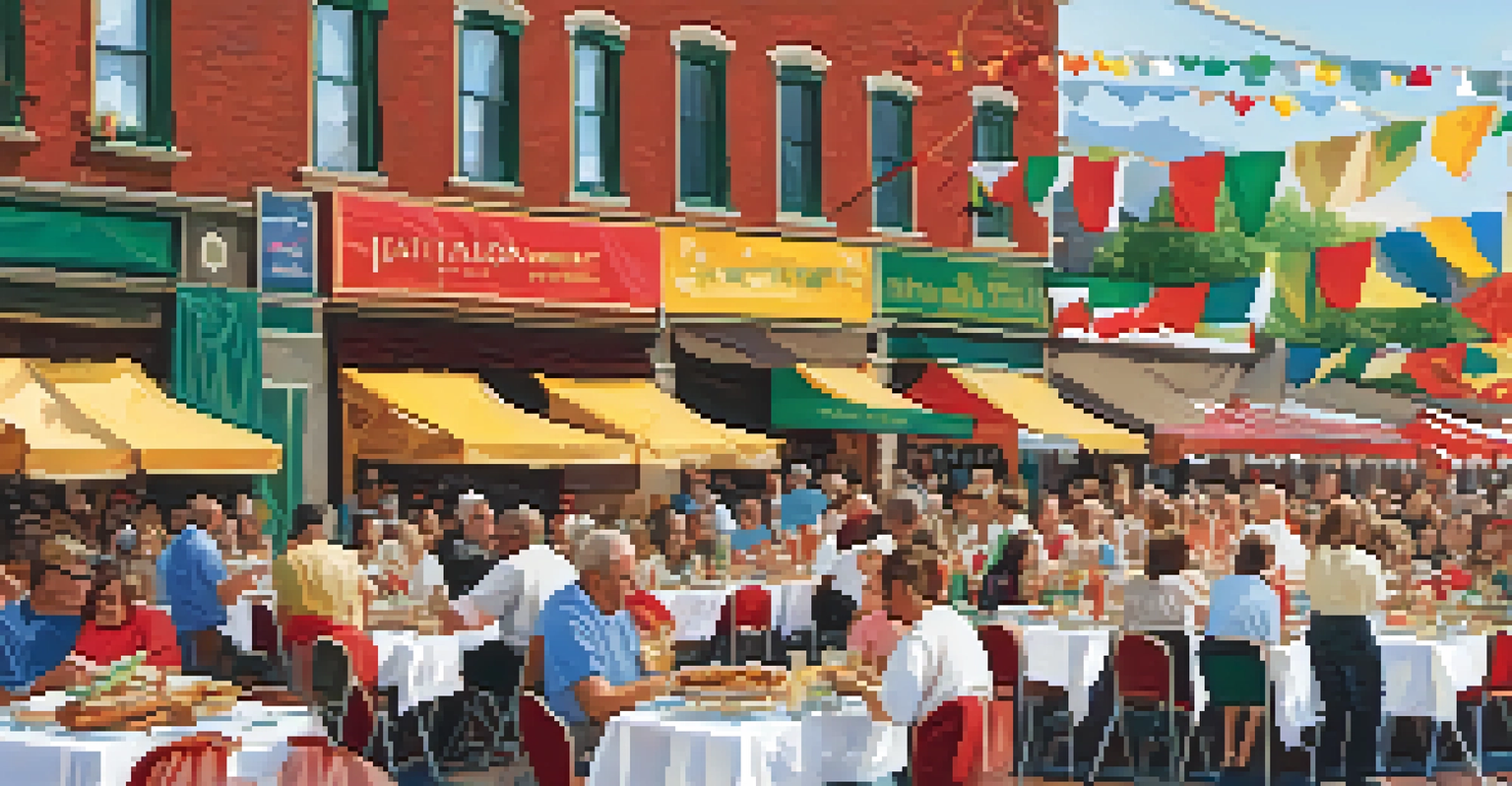 Families celebrating the Italian Heritage Festival in Buffalo with traditional Italian food and lively music.