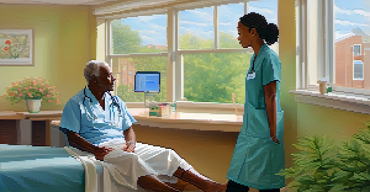 A healthcare professional consulting with a patient in a warm and welcoming clinic at Jericho Road Community Health Center, showcasing a caring environment.