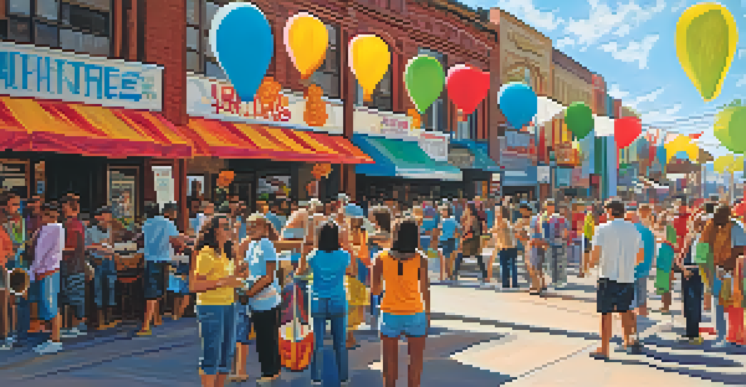 A lively outdoor festival at a Buffalo theater with local artists and a diverse crowd enjoying the festivities.