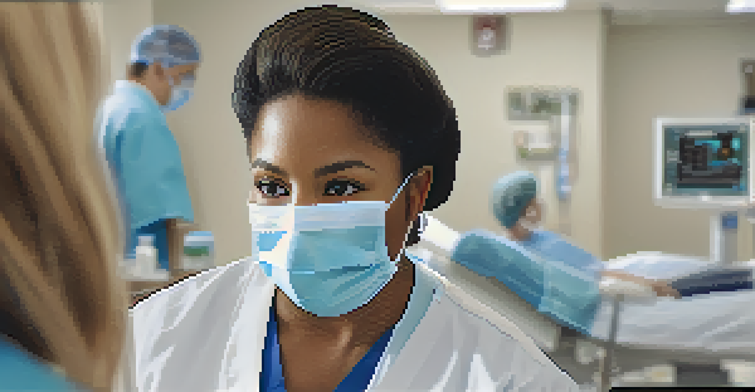 A healthcare professional in Buffalo interacting kindly with a patient in a well-lit hospital setting.