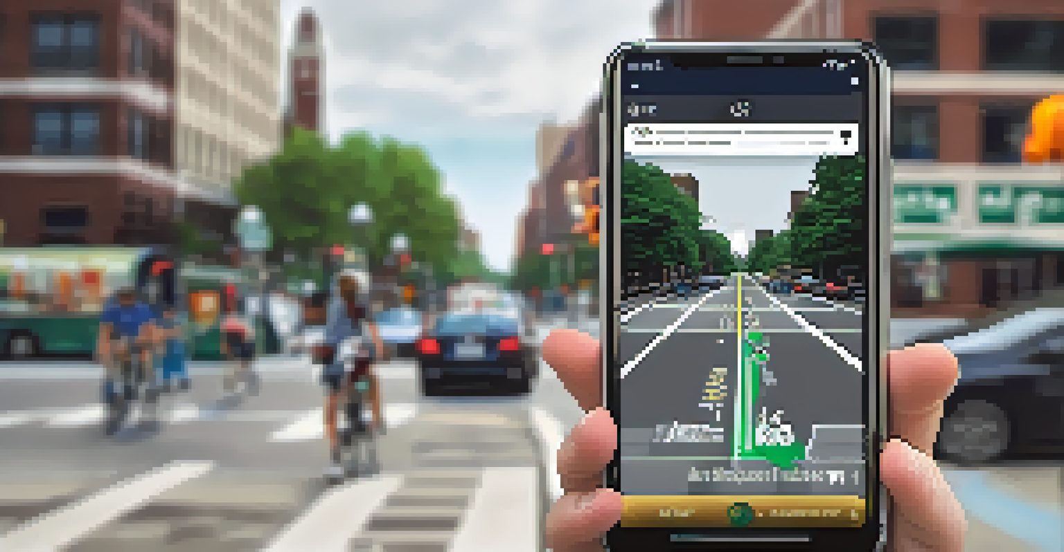 A close-up of a smartphone displaying a smart transit app with an interactive map and real-time bus tracking.