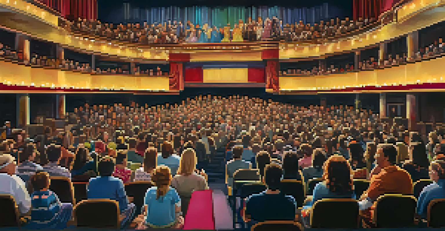 Interior view of a community theater in Buffalo with an engaged audience watching a live performance on stage.