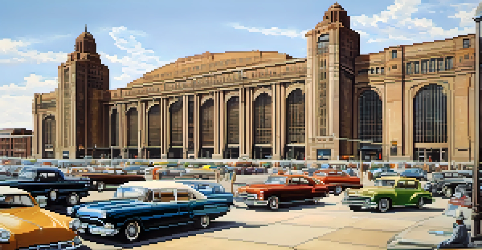 An architectural drawing of Buffalo Central Terminal showcasing its grand design and historical context.