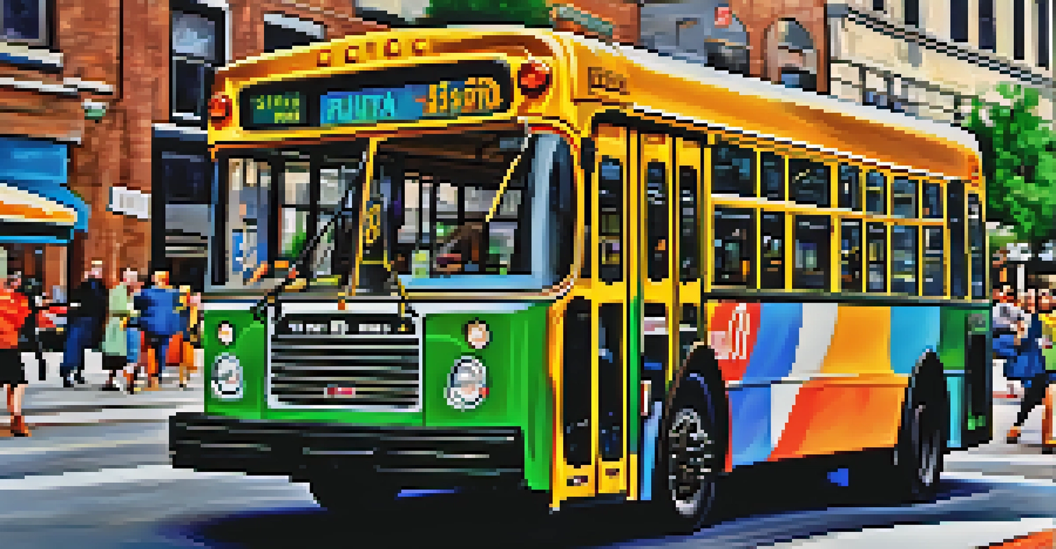 A public bus in motion on a city street, showcasing Buffalo's public transportation system and community vibrancy.