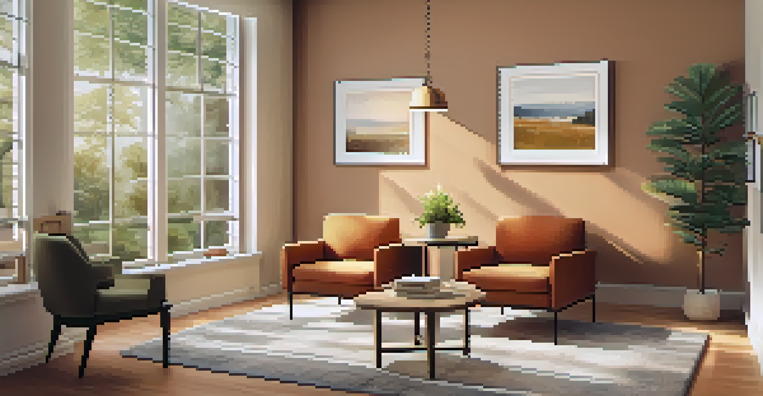 A cozy counseling office with comfortable seating and calming decor, inviting a sense of safety.