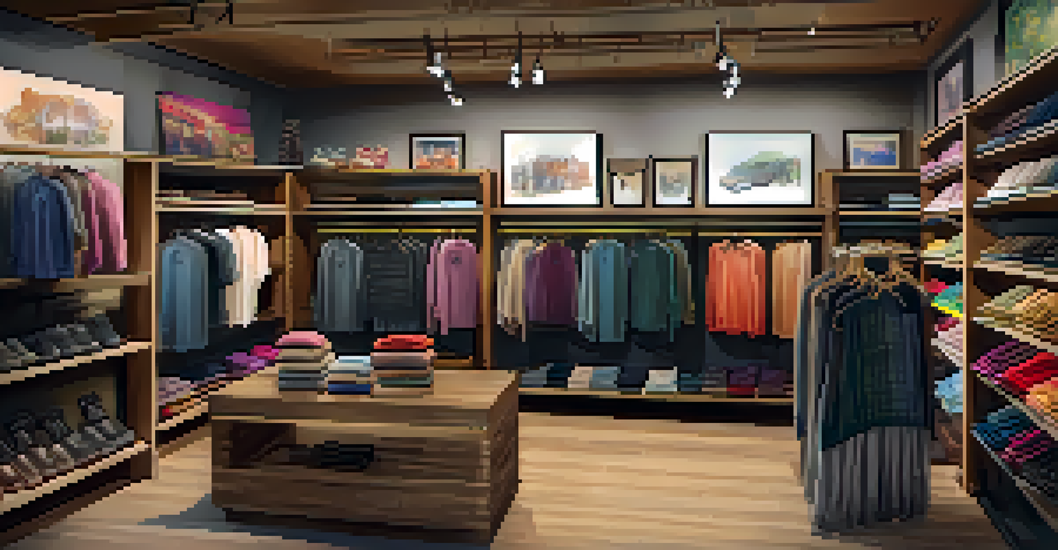 Inside a charming boutique in Buffalo showcasing unique handcrafted clothing and accessories in a warm, inviting atmosphere.