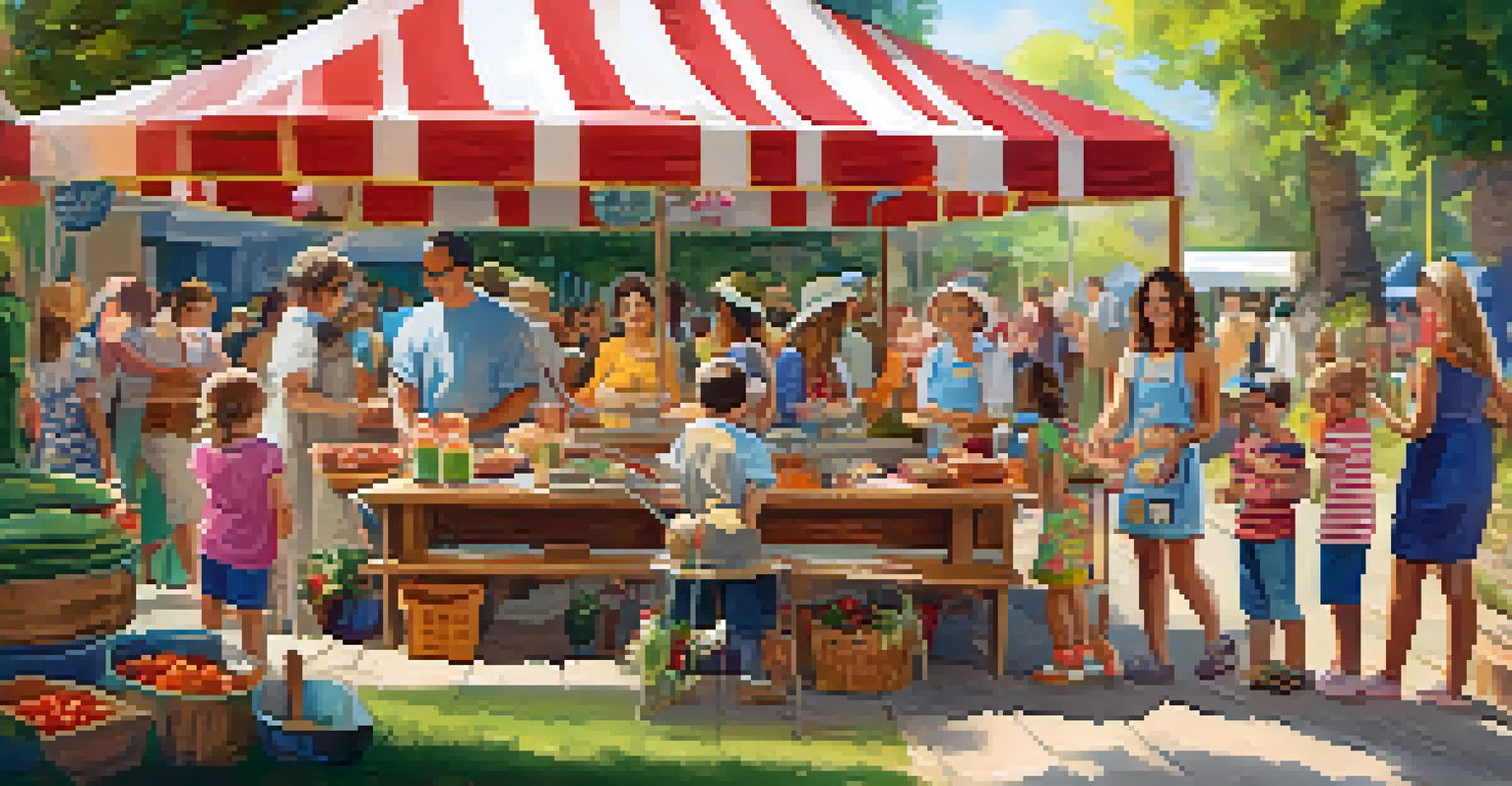 Families enjoying activities and food at a colorful food festival.
