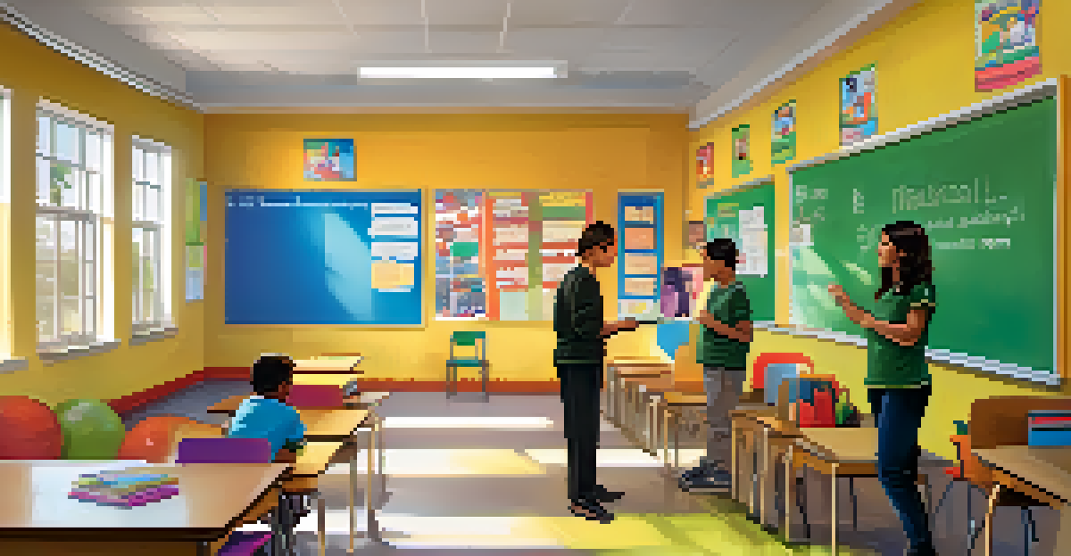 A principal in a bilingual education classroom, showcasing a diverse group of students engaged in learning.