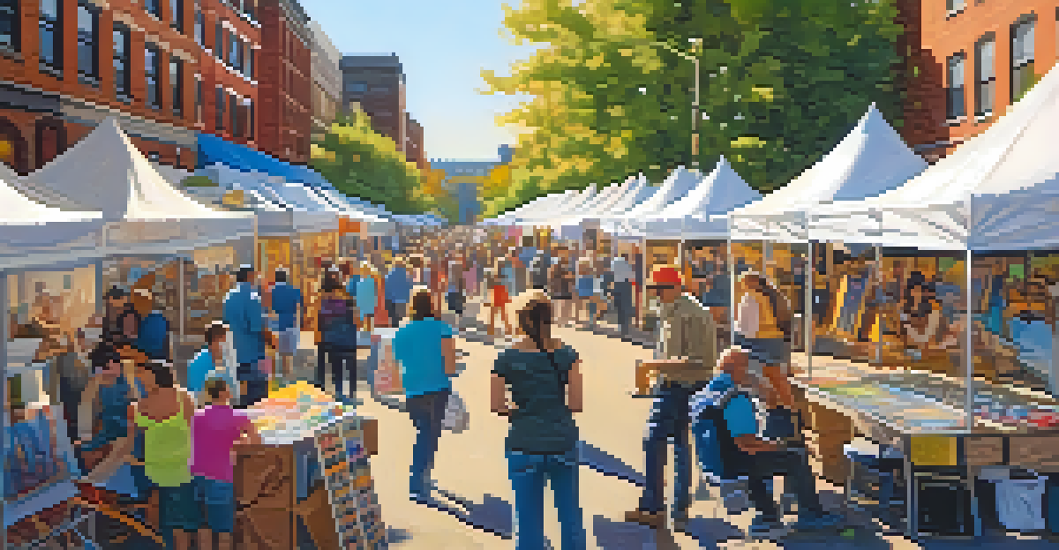 An outdoor community art festival in Buffalo with artists painting and visitors enjoying the vibrant scene.