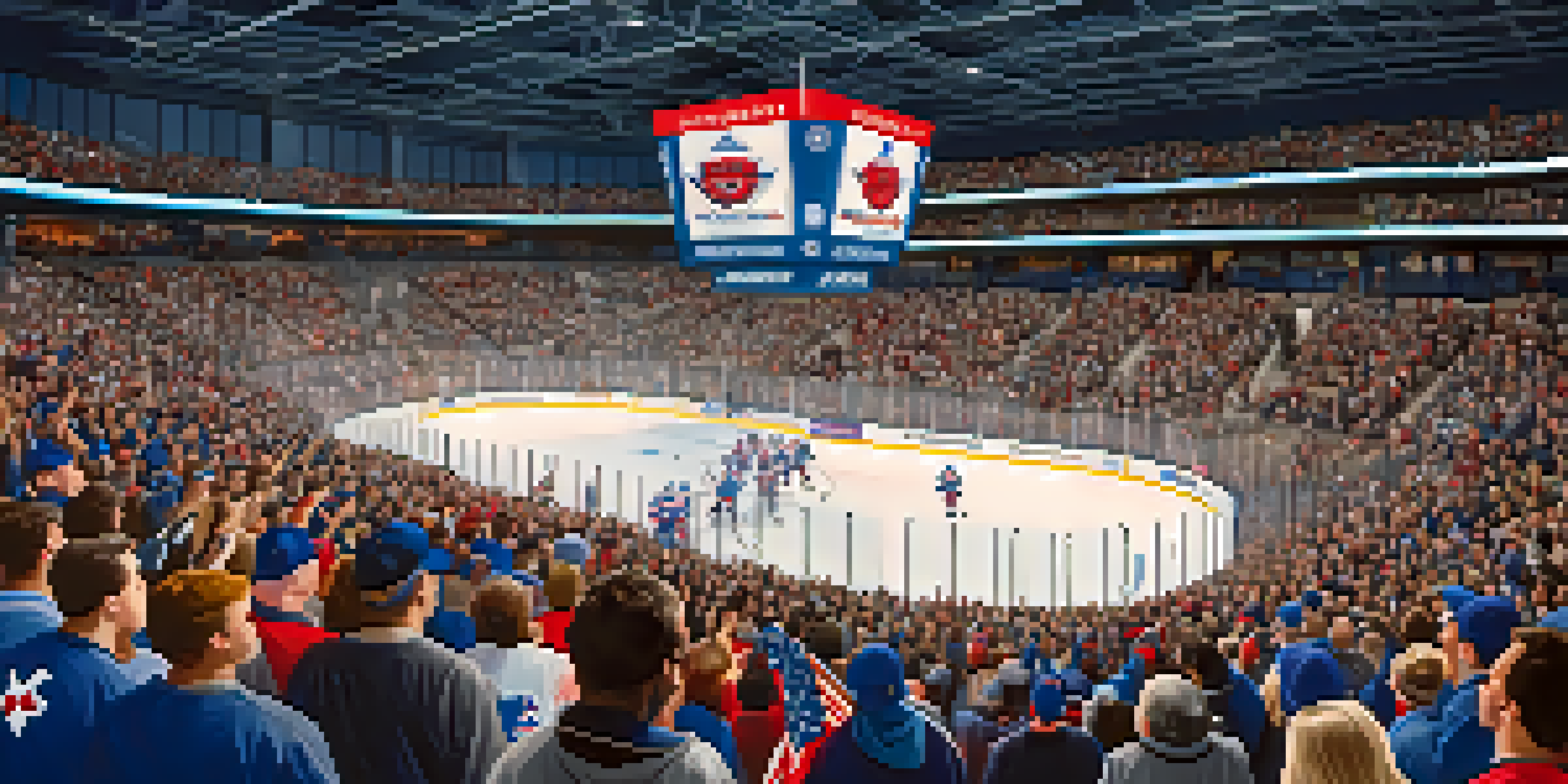 A lively hockey game at Blue Cross Arena, with fans cheering and players in action on the ice.