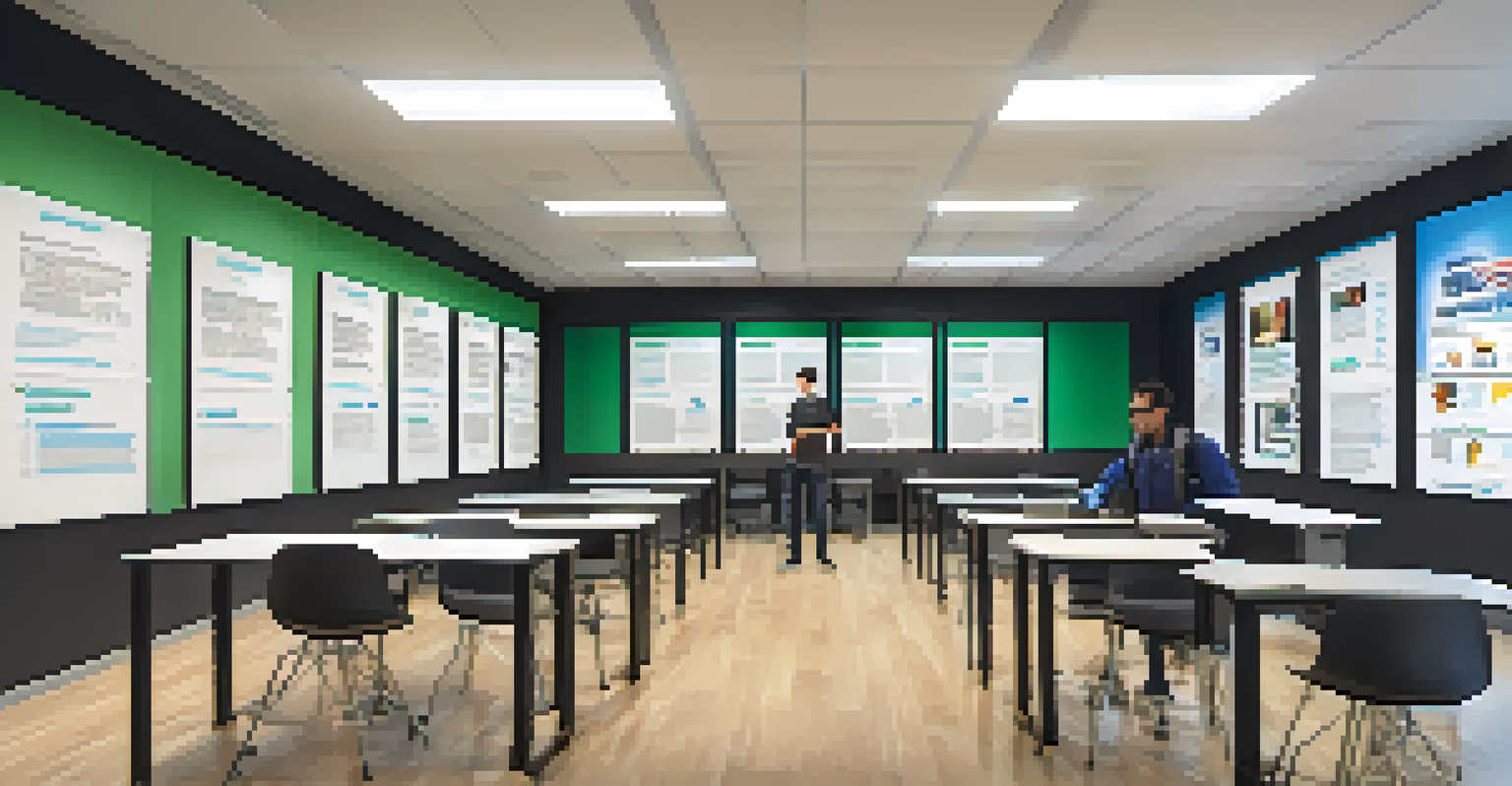 Students using virtual reality headsets in a modern classroom, surrounded by educational posters and bright lighting.
