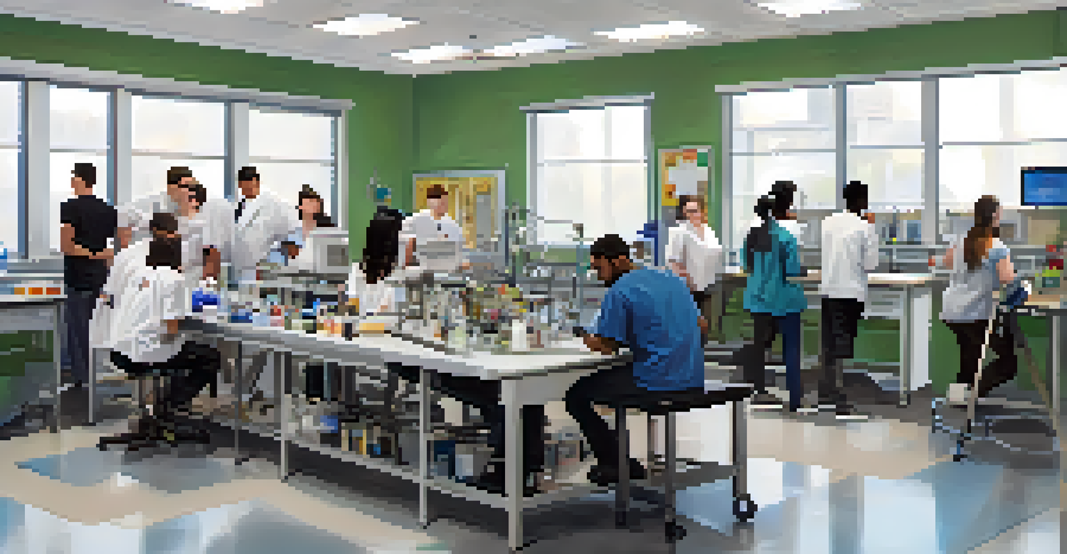 Students engaged in practical training in a health sciences lab at Erie Community College.
