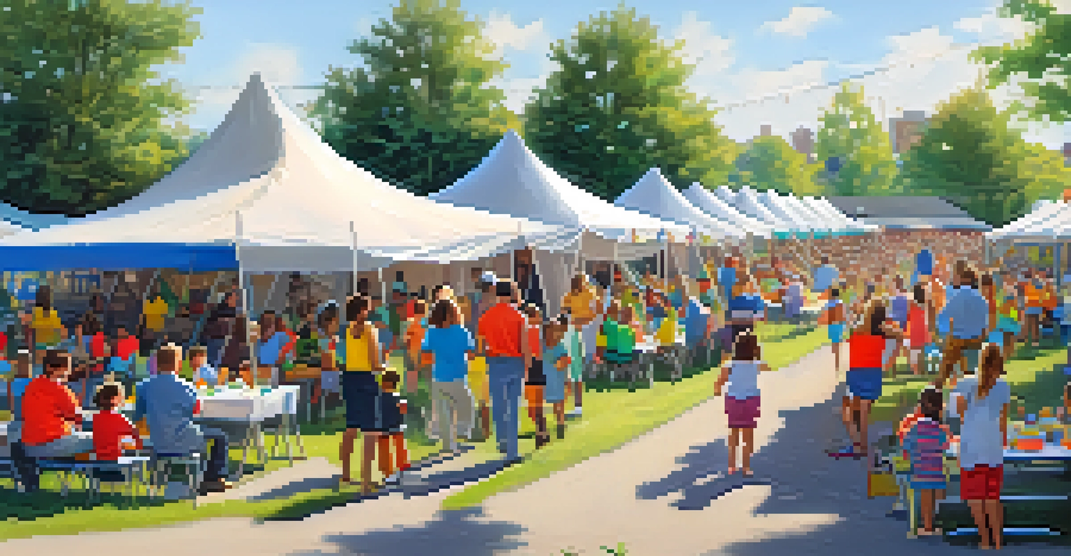 Families and children enjoying an outdoor educational event with colorful tents and interactive workshops.