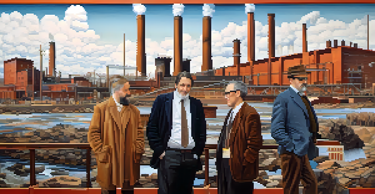 Portraits of influential Buffalo Renaissance writers set against an abstract industrial background.