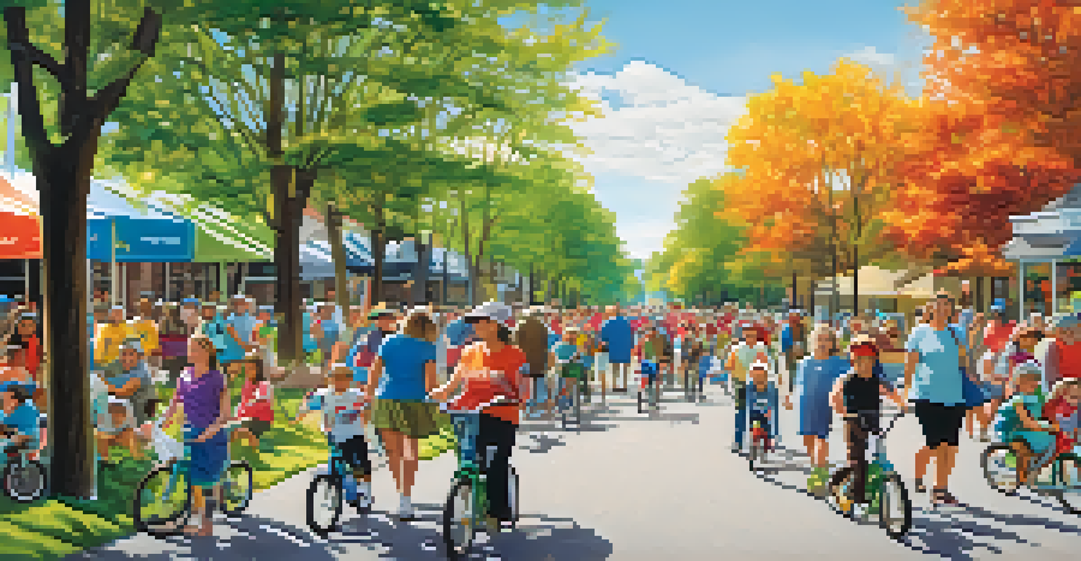 A community walking event in Buffalo with participants of all ages enjoying the outdoors under bright skies.